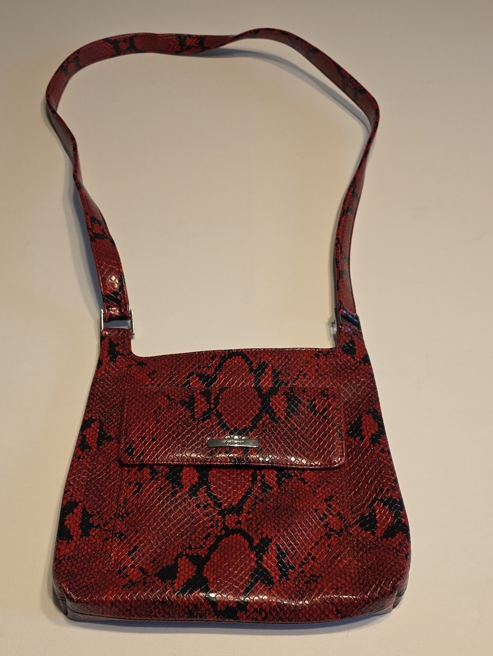 Nine West Red and Black Snake-Print Crossbody Bag